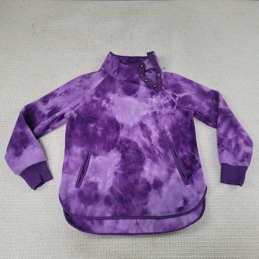 Green Tea Sweater Womens Small‎ Purple Tie-Dye Casual Pullover Fleece Polyester